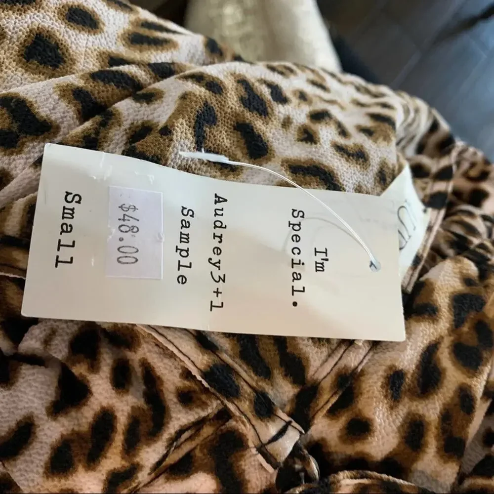 Audrey 3+1 romper animal print leopard gathered elasticized waist size small‎
